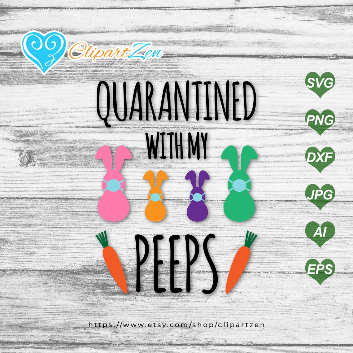 Download Quarantined with my Peeps Bunny Family svg png dxf jpg | Etsy