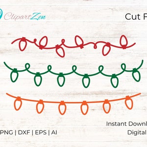 Christmas Light String Border Cut File, svg, png, dxf, eps, ai, clipart, vector cuttable | Cricut, Silhouette, Caméo