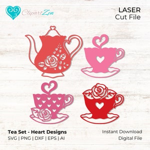 Heart Teapot svg, Teacup svg, Tea pot Flowers svg, Clipart, svg, png, dxf, eps, ai, Clipart, Vector, Cuttable | Cricut, Silhouette, Cameo