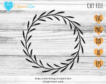 Pilbladskrans, cirkelmonogram, Clipart-ram, klippfil, svg, png, dxf, eps, ai, Clipart, vektor, skriv ut och klipp ut | Silhuett, Cameo