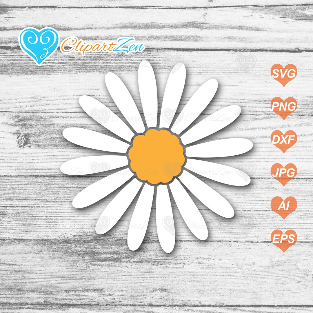 Daisy Svg, Png, Dxf, Eps, Ai, Clipart, Printable Cuttable Silhouette