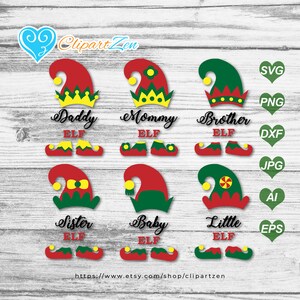 Elf Family Christmas Squad svg, png, dxf, jpg, eps, ai, Clipart, Vector, Printable Design, Cuttable | Silhouette, Cameo