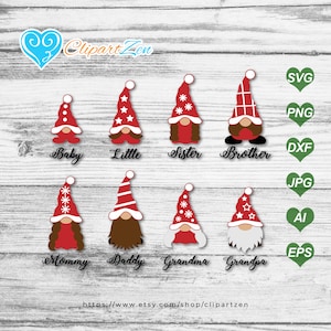 Familie Weihnachten Wichtel svg, png, dxf, jpg, eps, ai, Clipart, Vektor, printable Design, Cuttable | Silhouette, Cameo