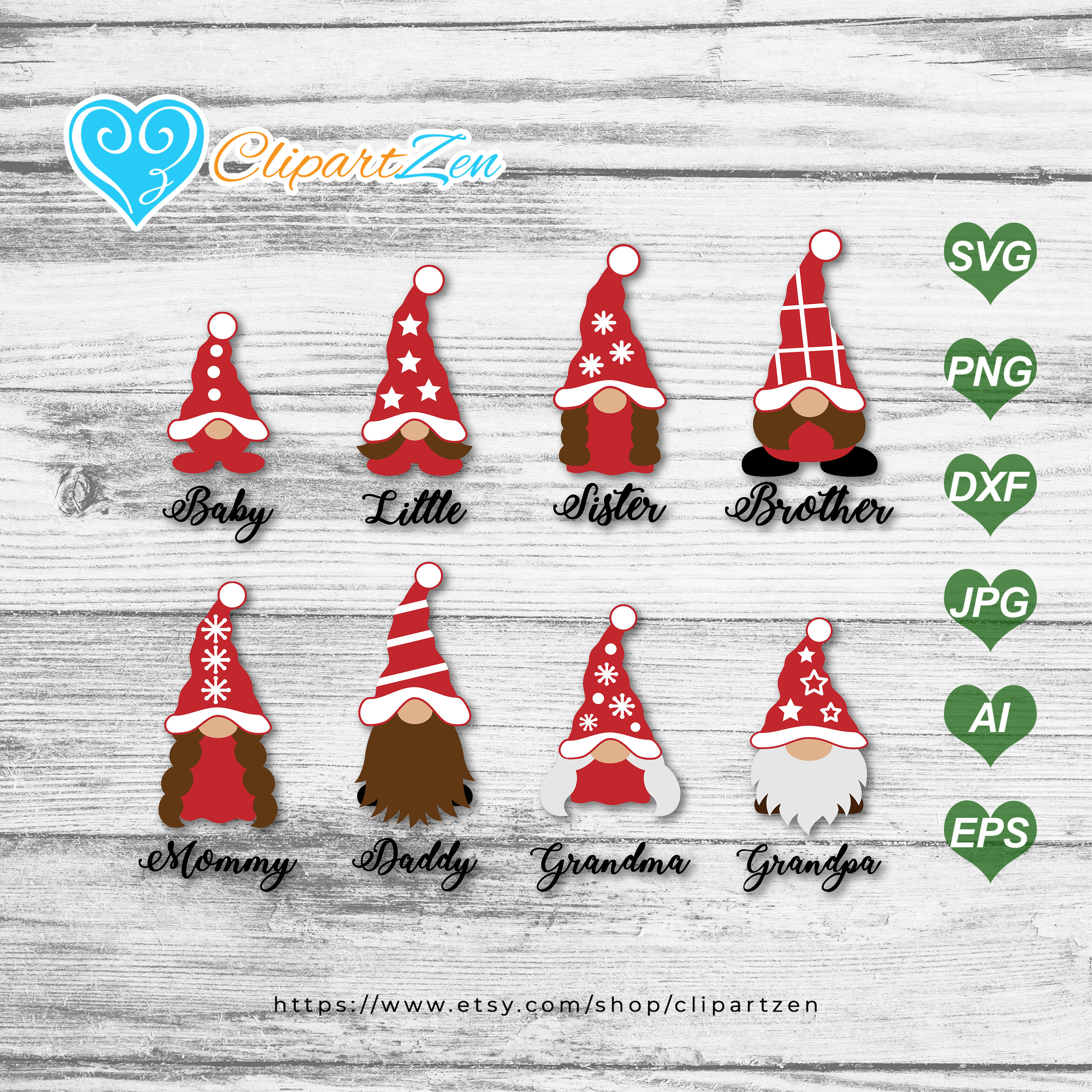 Download Family Christmas Gnome Svg Png Dxf Jpg Eps Ai Clipart Etsy
