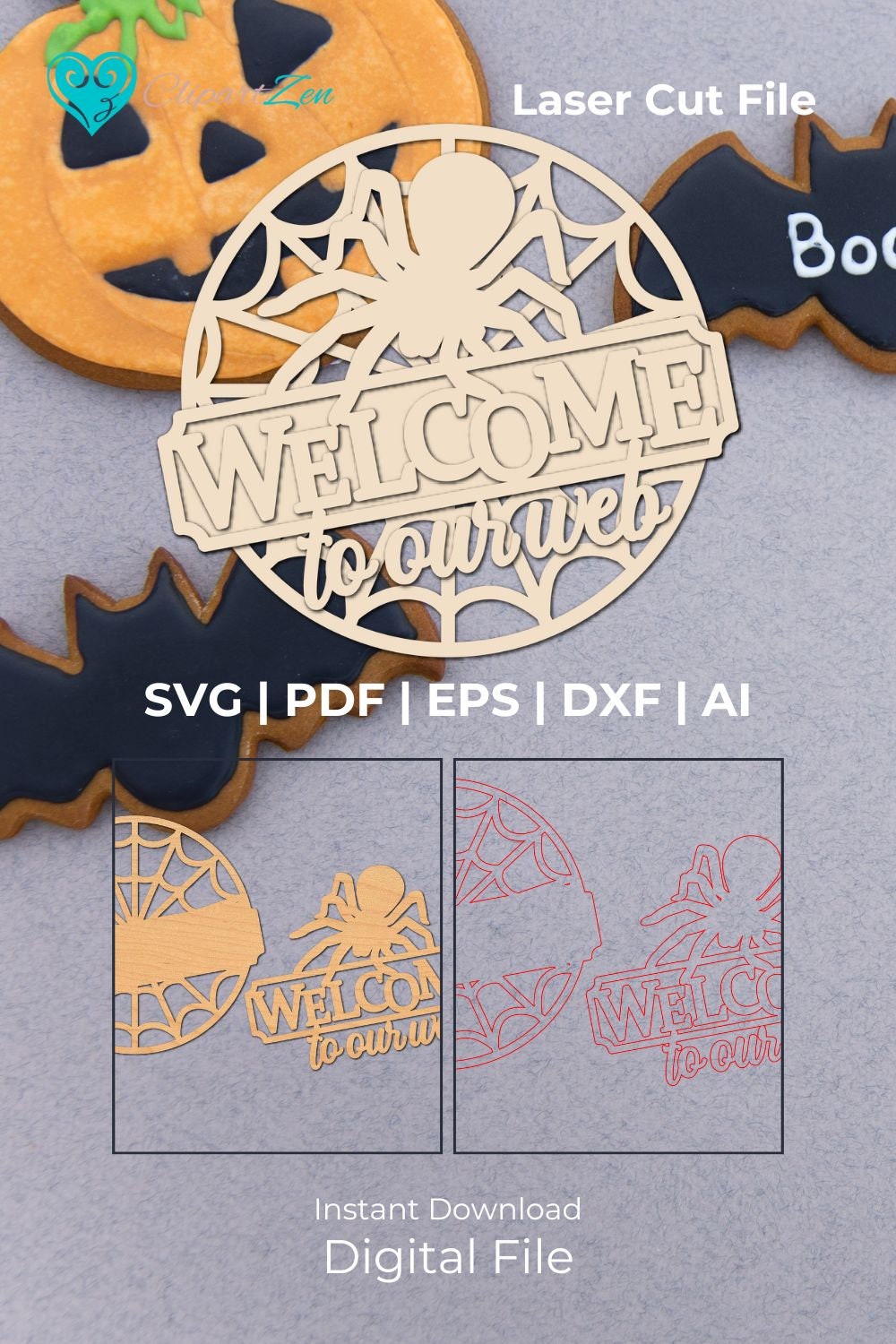 Halloween Door Hanger SVG, Spider Welcome Sign Front Door, Laser Cut ...