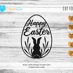 Happy Easter Egg Hase Silhouette Cut File, svg, png, dxf, eps, ai, Clipart, Vektor Cuttable | Cricut, Silhouette, Cameo