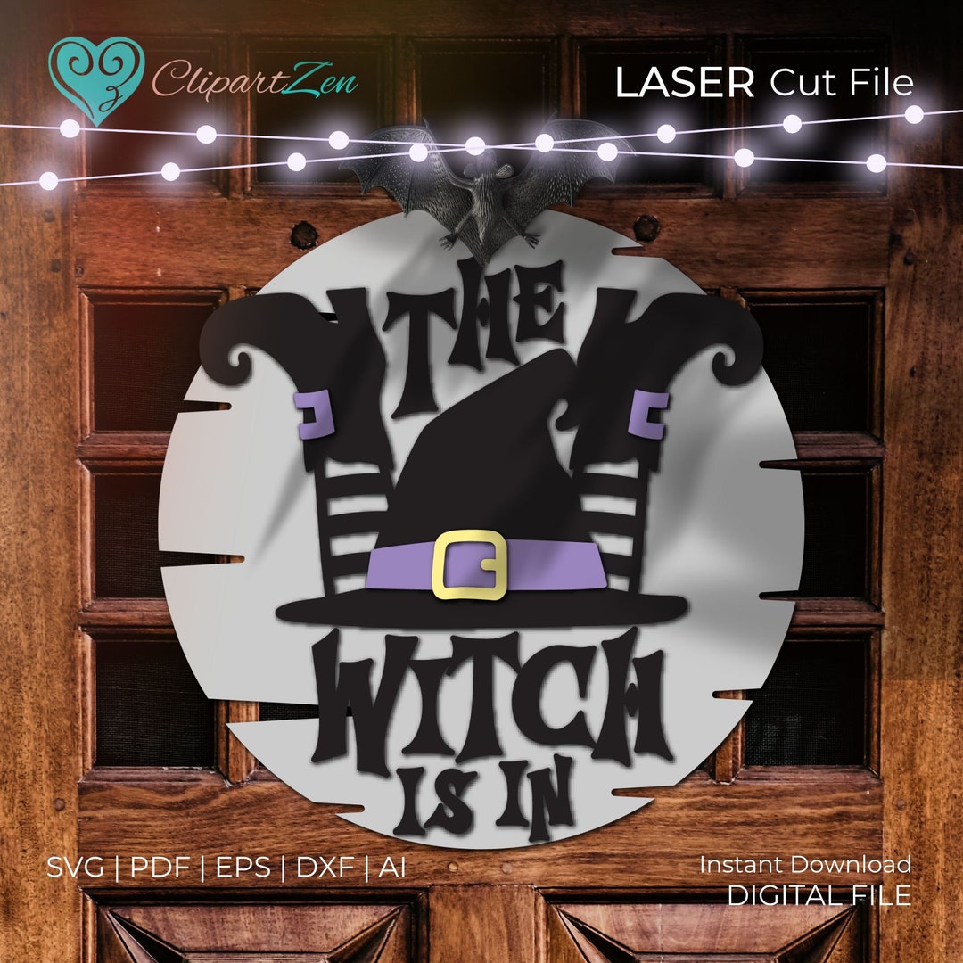 Halloween Witch Door Hanger SVG, Welcome Sign Front Door, SVG Laser Cut ...