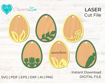 Easter Basket Name Tag,  Easter Egg Basket Tags svg, Easter Name Tags Bundle, Bunny Tags svg, Easter Hanger svg, Glowforge svg