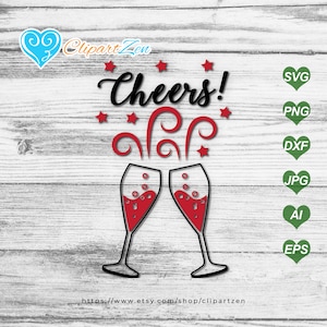 Cheers Wine svg, png, dxf, jpg, eps, ai, Clipart, Vector, Printable Design, Cuttable | Silhouette, Cameo