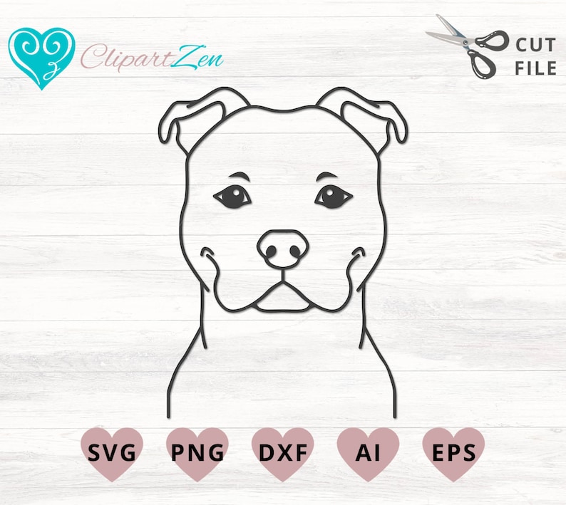 Pitbull Face Svg, Pitbull Head Svg, Clipart, PNG, Cut File for Cricut