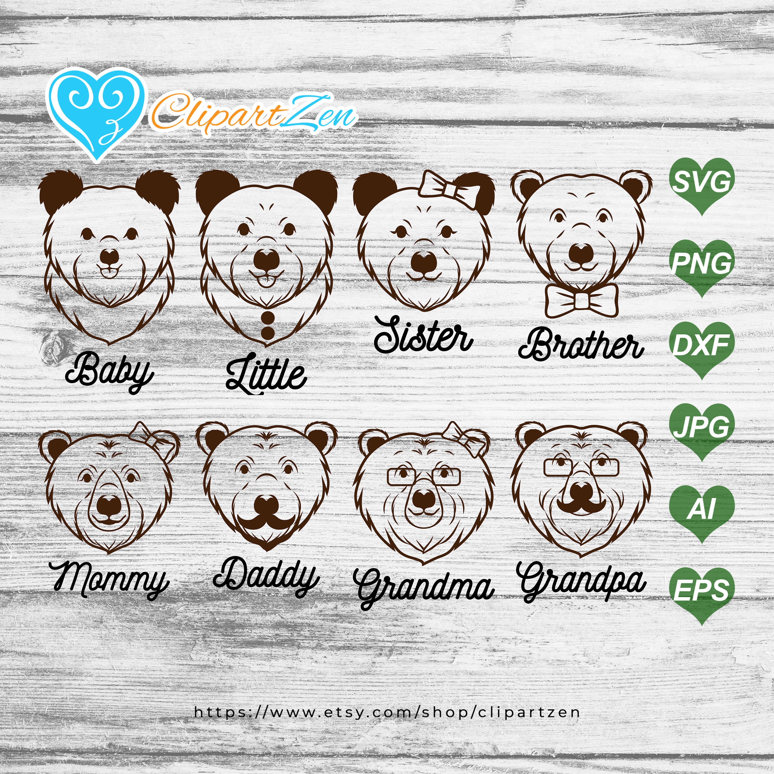 Clip Art & Image Files Scrapbooking eps Cuttable Mama Baby Papa Little