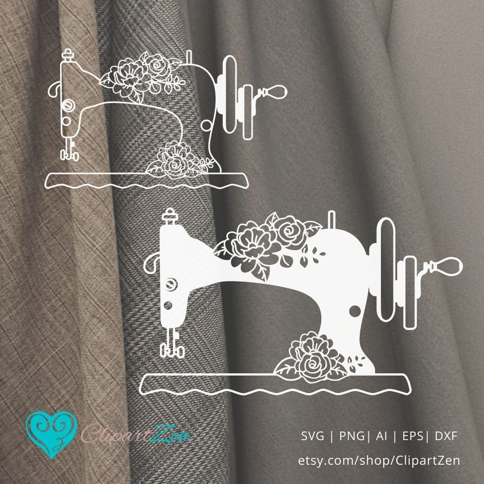 Sewing Machine Dxf Floral Sewing Machine Svg, Png, Dxf, Eps, Ai, Clipart, Vector, Paper ...