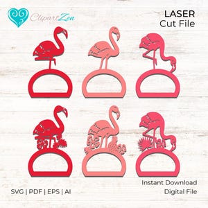 Flamingo Tropisch Serviettenring Halter Laser Cut Datei SVG Tropisches Bundle Set