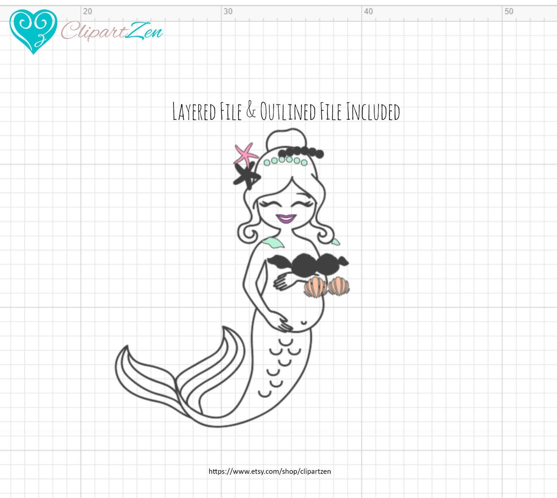 Pregnant Mermaid Svg, Mother Svg, Png, Dxf, Eps, Ai, Clipart, Vector