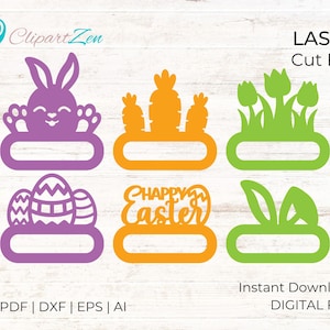 Osterhase Serviettenring Halter Bundle Laser Cut File, svg, Geschenk, Frühling Ostern, Glühlampe