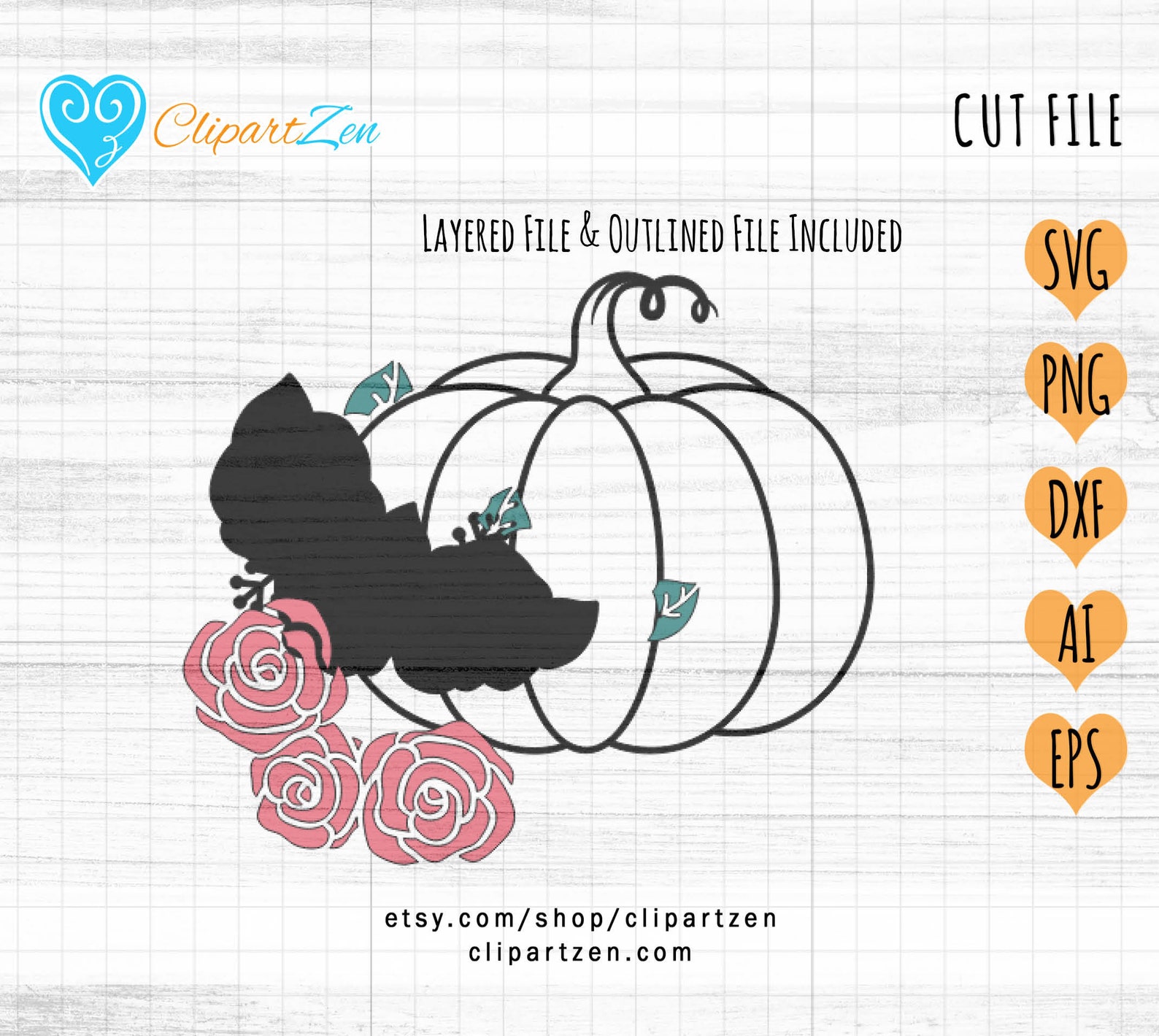 Floral Pumpkin With Roses Flower Cut File Svg Png Dxf Etsy