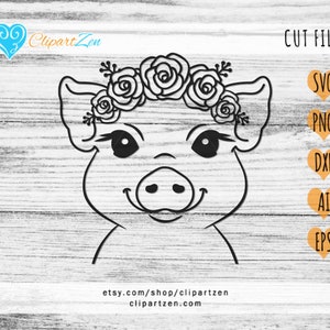 Varken met bloemen bloemen kroon, moeder, vrouwen, meisje, mama, oma gesneden bestand, svg, png, dxf, eps, ai, clipart | Cricut, Silhouet, Cameo