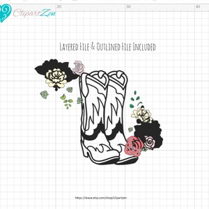 Cowboy Boots With Flowers Cut File Svg Png Dxf Eps Ai - Etsy