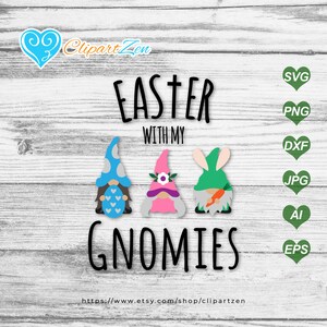 Easter with my Gnomies Gnome Family svg, png, dxf, jpg, eps, ai, Clipart, Vector, Printable Design, Cuttable | Silhouette, Cameo