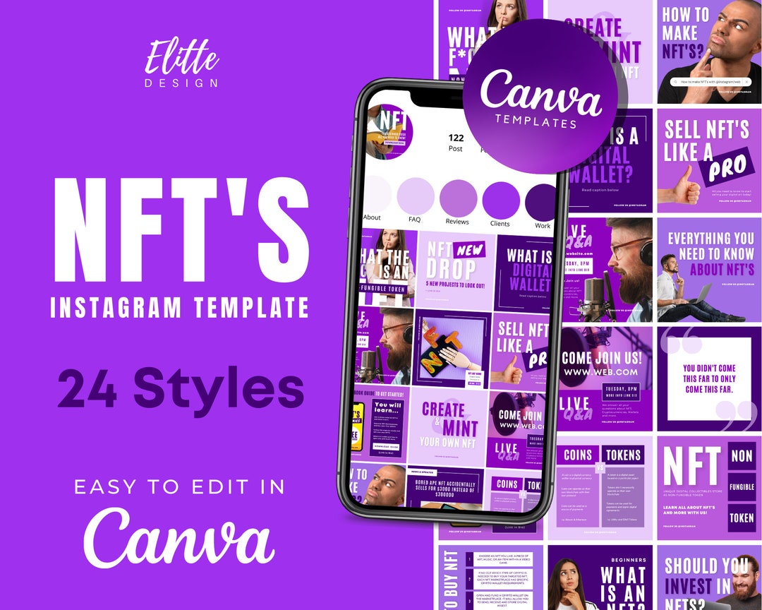 24 NFT Crypto Social Media Templates Canva, NFT Instagram, Nfts, Crypto