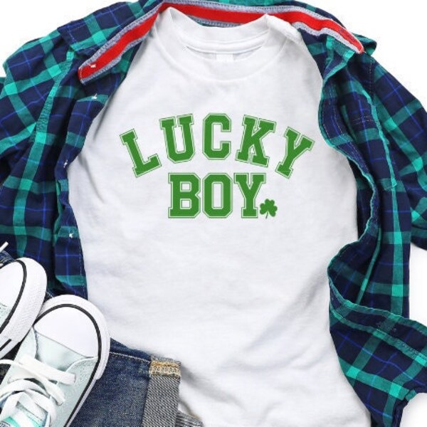 Lucky Boy SVG, png, pdf, jpeg, St Patricks Day Sublimation PNG, St Pattys shirt cut file for kids, shamrock clipart, dtf screen print file