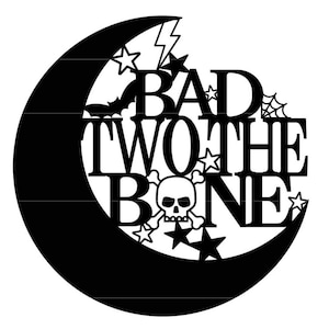 Bad Two The Bone Cake Topper SVG Cut File, Toddler 2nd Birthday Party Decor, Second Birthday Rock Theme Party, Gothic SVG, Terrible Twos svg