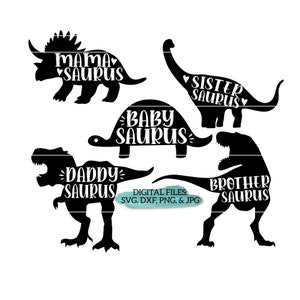 Family Matching Dinosaur Shirts SVG BUNDLE, Dinosaur Birthday Decorations Digital Files, Dinosaur Family Silhouette Baby Shower Clipart