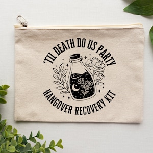 Wedding Til Death Do Us Party Hangover Kit SVG, Bachelorette Favor Bag SVG, Destination Welcome Bag, Gothic 21st 30th 40th Birthday Favor