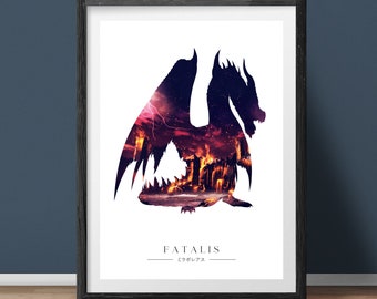 Fatalis - Monster Hunter - Prints A4 - A3 - A2 - A1 - Wall Art
