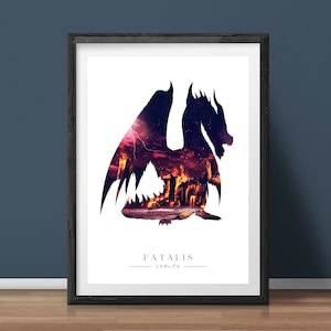 Fatalis - Monster Hunter - Stampe A4 - A3 - A2 - A1 - Arte della parete