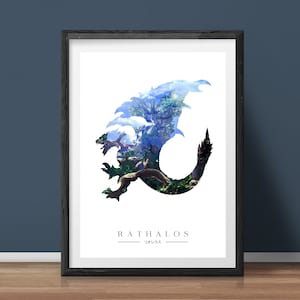 Rathalos - Monster Hunter - Poster Stampe A3 - A2 - A1 - Arte murale