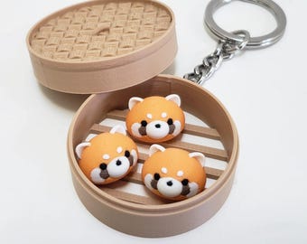 Red Panda Bun Fidget Keychain (Dim Sum)