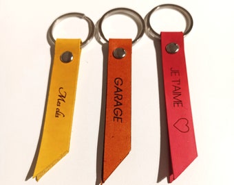 Personalized handmade leather key ring