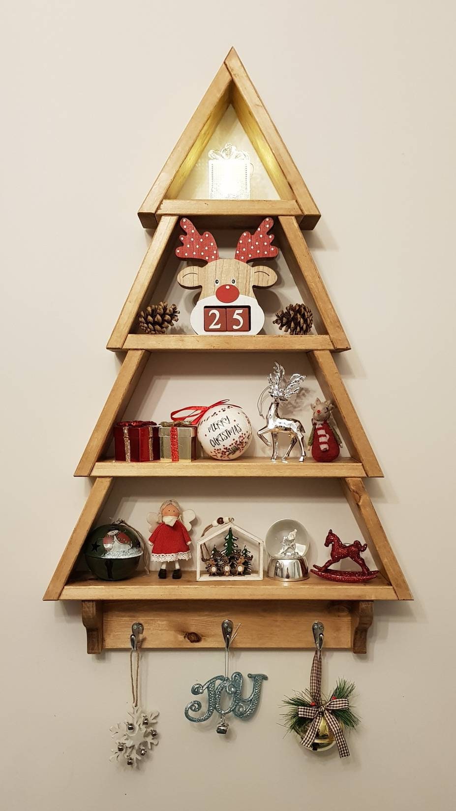 Wooden christmas tree shelf shelves shelving decoration Etsy
