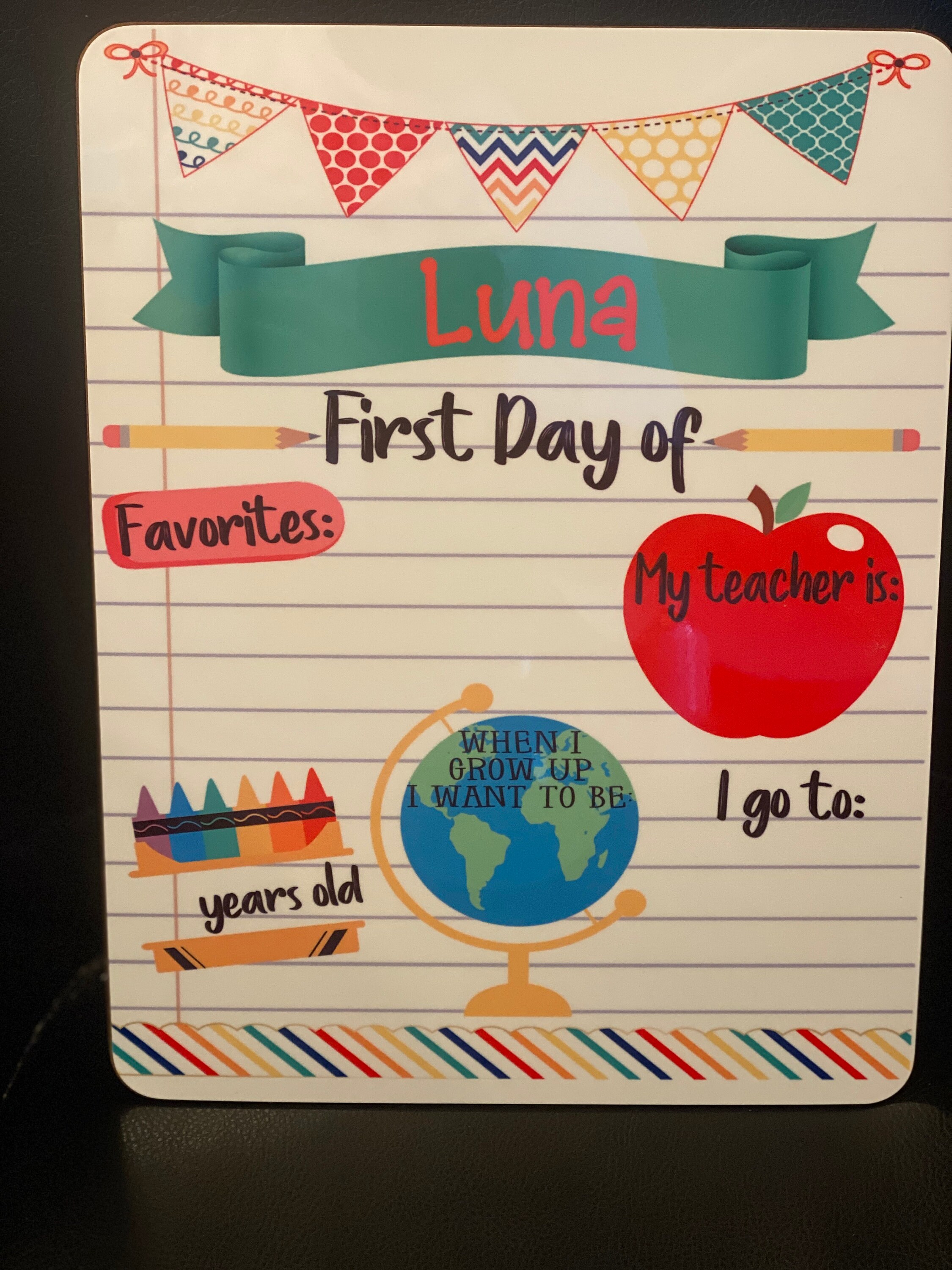 First Day of School Dry Erase Board Etsy UK