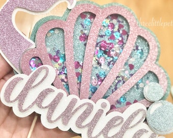 Mermaid Glitter Shaker Cake Topper | Mermaid Birthday | Under the Sea | Birthday | Girl Birthday | Seashell
