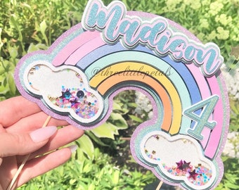 Rainbow Shaker Cake Topper // Rainbow Birthday // Pastel // Sun // Birthday Decorations // Cake Topper