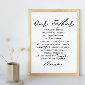 DIGITAL DOWNLOAD/Our Father Prayer/ Our Father/ Print/ Printable/ Christian/ Prayer