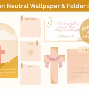 Christian Neutral Desktop Wallpaper & Folder Icon Set | Faith-Inspired Digital Download