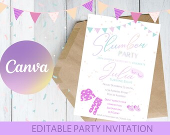 Slumber Party Printable Invite / Editable Invite / Digital Download / Slumber Party Invitation / Sleepover Invitaion