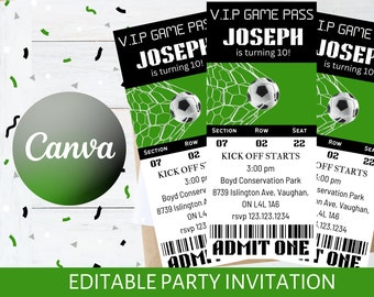 V.I.P Game Pass Soccer Birthday Editable Invitation | Digital Download | Soccer | Game Birthday | Outdoor Birthday | Birthday Boy |