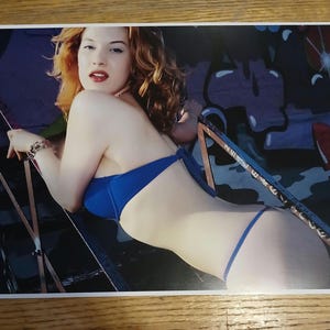 Pale Redhead Model in Blue thong Bikini Jayne Caswell Ginger Pawg 8x11 Photo Print