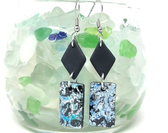 Sophia in Bay Blue | Black Tie Earrings | Unique Handmade Polymer Clay Jewelry for a Special Occasion OR Everyday Wear