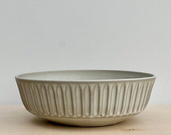 Carved serving bowl - stoneware - handcrafted in Venice Beach CA