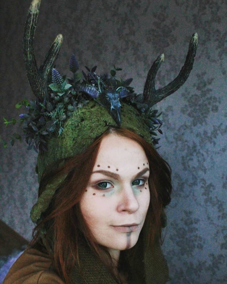 Deer antler headband woodland crown pagan headdress forest fairy crown