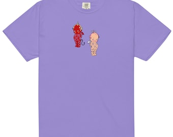 ユニセックス Ahh Sweet Devil & Angel Kewpies ガーメントダイ ヘビーウェイト T シャツ