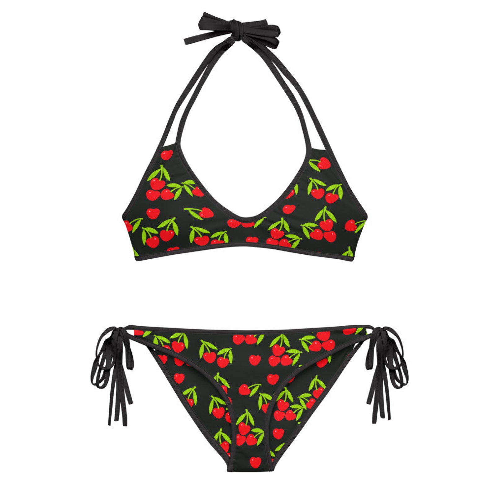 Ahh Sweet Cherries Black Bikini | Etsy