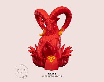 Custom Aries Zodiac Sign Statue - 3D Printed Astrology-Inspired Home Decor & Personalized Gift