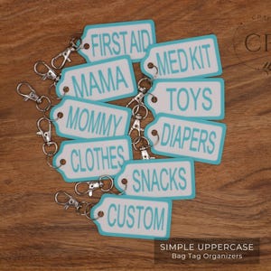 Simple Uppercase Custom Bag Tags Organizer - Diaper Bag, Luggage, Packing Cube, Kids Backpack, Purse, Dance Bag, Gym Bag - Travel & Home