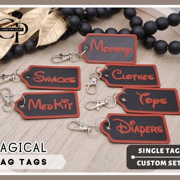 Magical Bag Tags - SINGLE Tag/CUSTOM SET: Keychain, Charms, Accessory, Name Label, Organizer for Diaper Bags, Kid Backpacks, Travel, Home